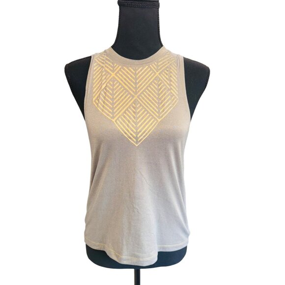 Lululemon Cardio Squad Tank Top Taupe Gold Geometric Racer Back Workout Gym S - Picture 2 of 7